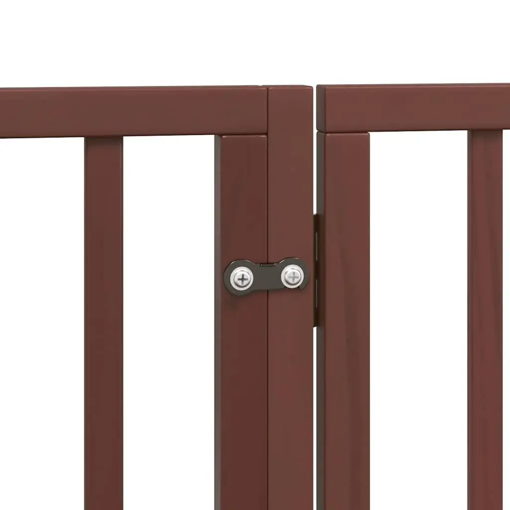 Foldable Dog Gate with Door 4 Panels Brown 320cm