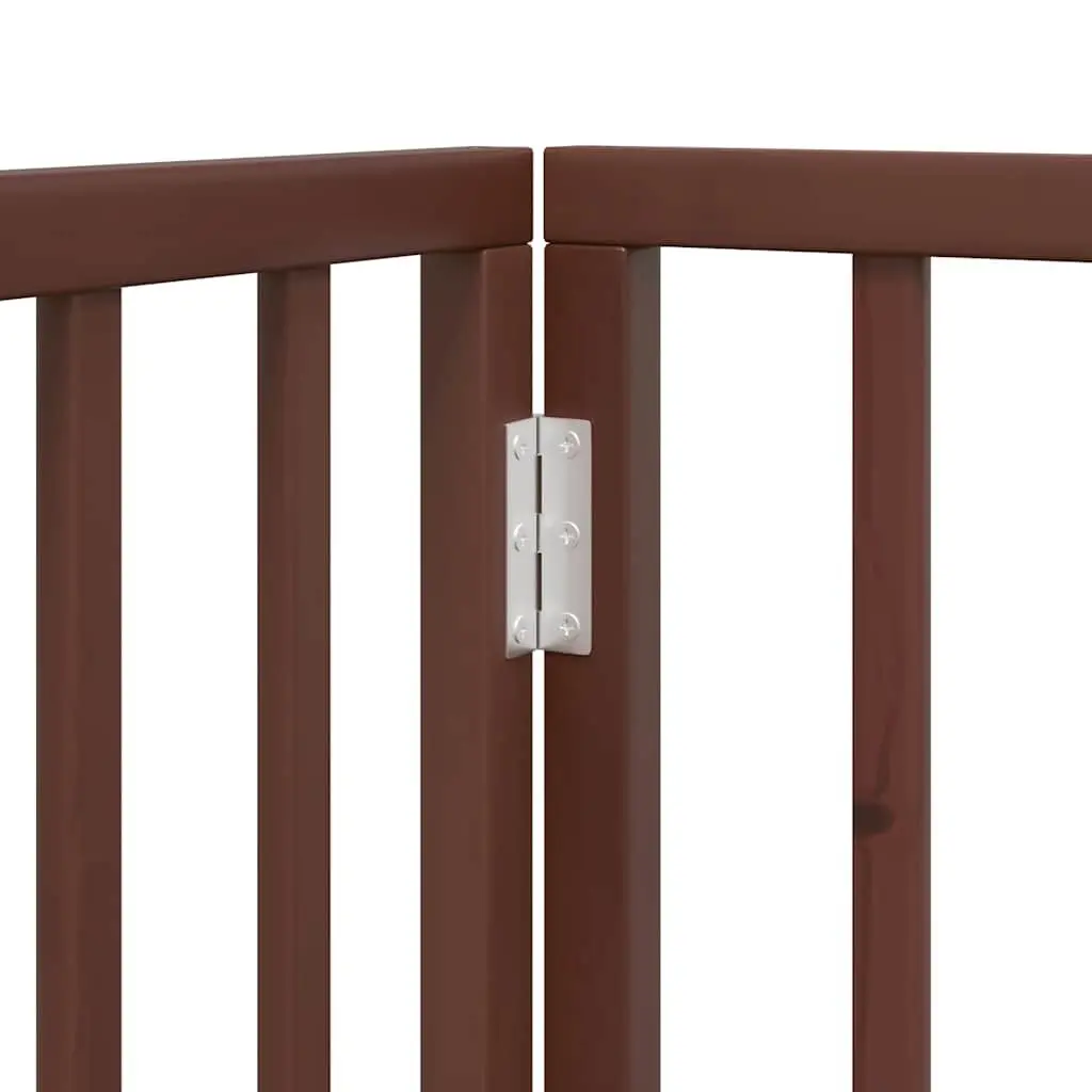 Foldable Dog Gate with Door 4 Panels Brown 320cm
