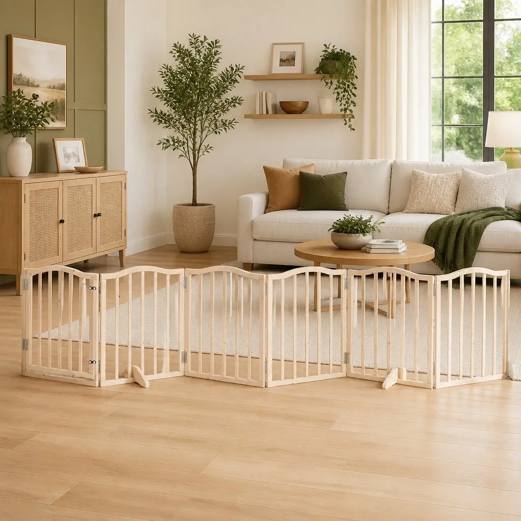 6-Panel Dog Gate with Locking Door