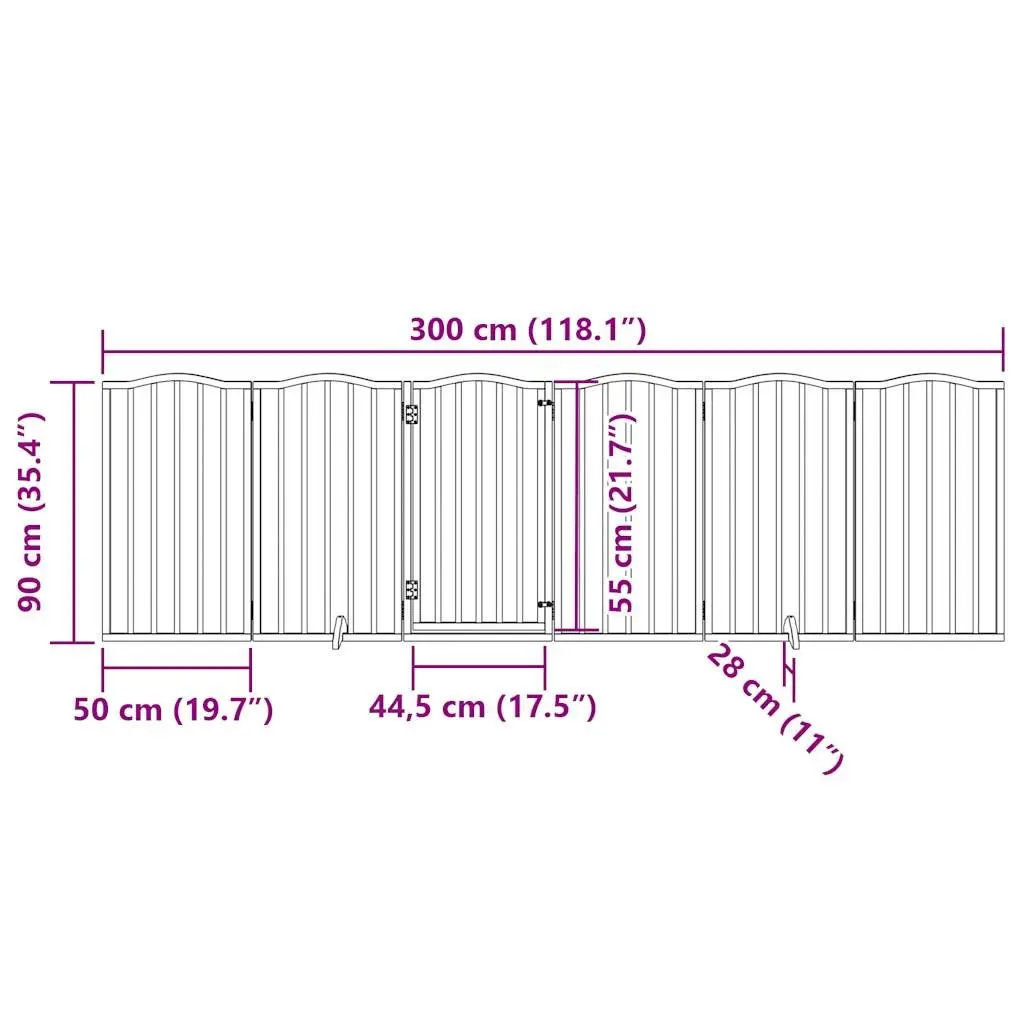 Foldable 6 Panel Dog Gate with Secure Door