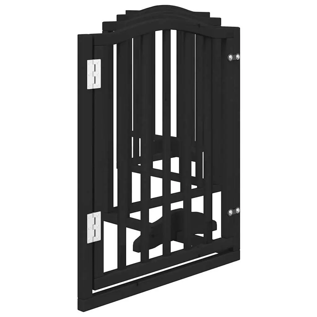 Dog Gate Poplar Wood 300cm Black Foldable 6 Panels Pet Safety Barrier Door