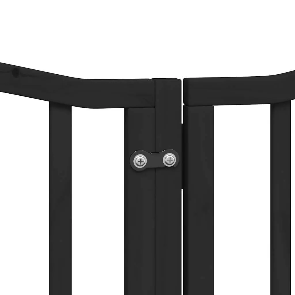 Dog Gate Poplar Wood 300cm Black Foldable 6 Panels Pet Safety Barrier Door