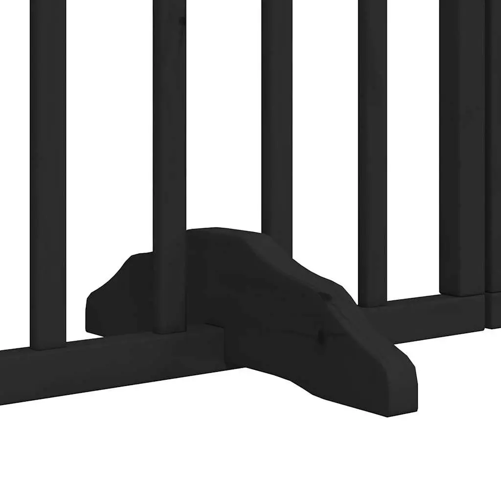 Dog Gate Poplar Wood 300cm Black Foldable 6 Panels Pet Safety Barrier Door
