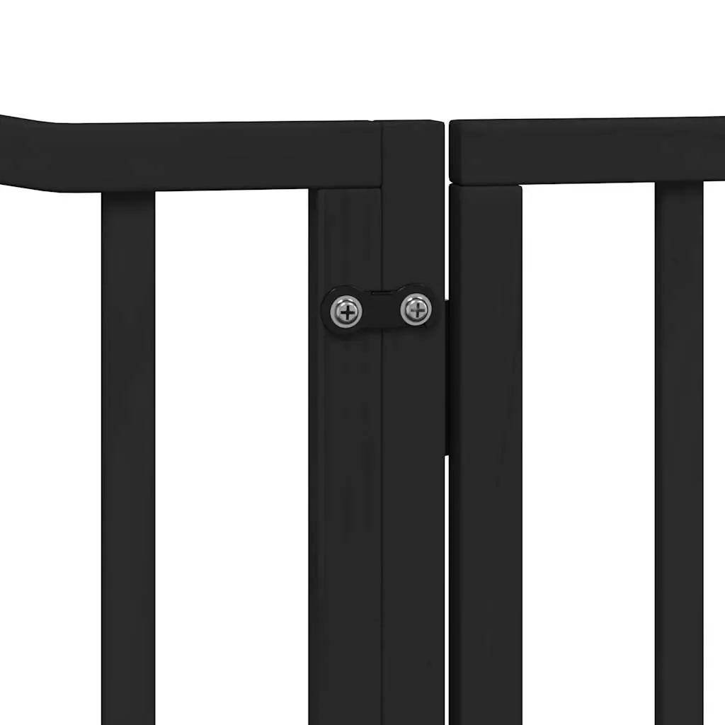 Dog Gate Foldable 4 Panels Black 320cm Poplar Wood Pet Safety Barrier Door