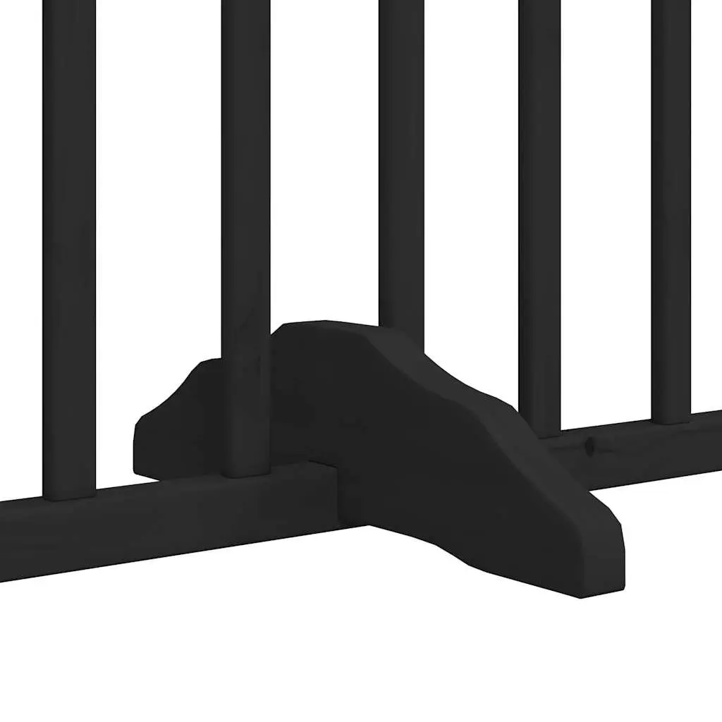 Dog Gate Foldable 4 Panels Black 320cm Poplar Wood Pet Safety Barrier Door