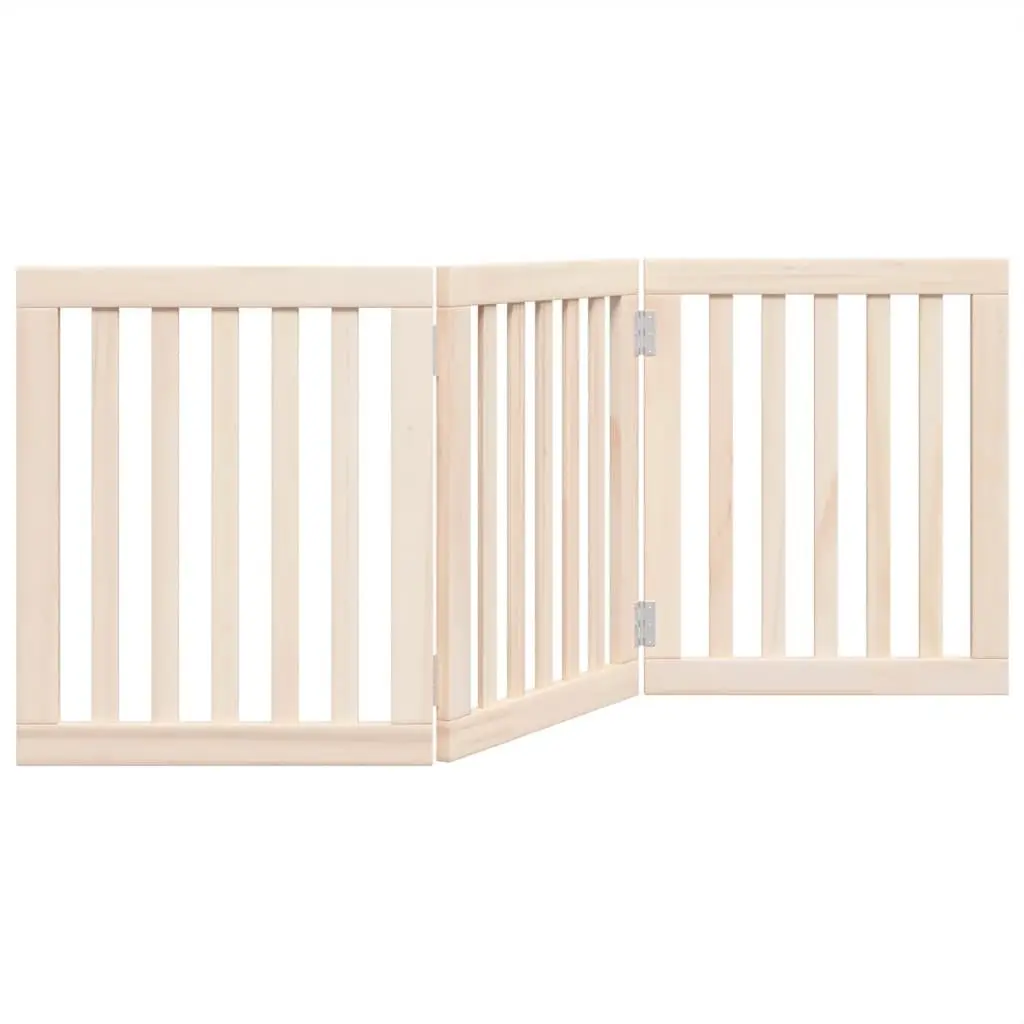 Foldable 3-Panel Dog Gate in Brown Wood