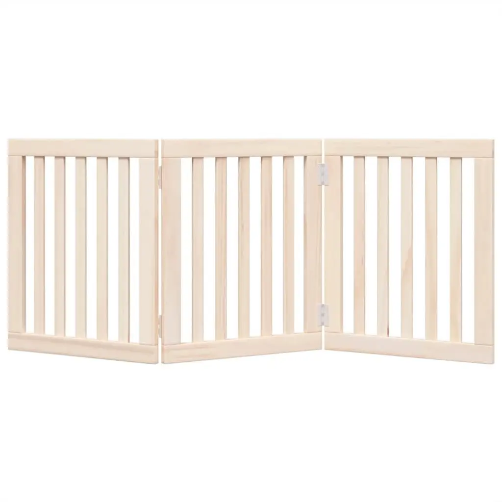 Foldable 3-Panel Dog Gate in Brown Wood