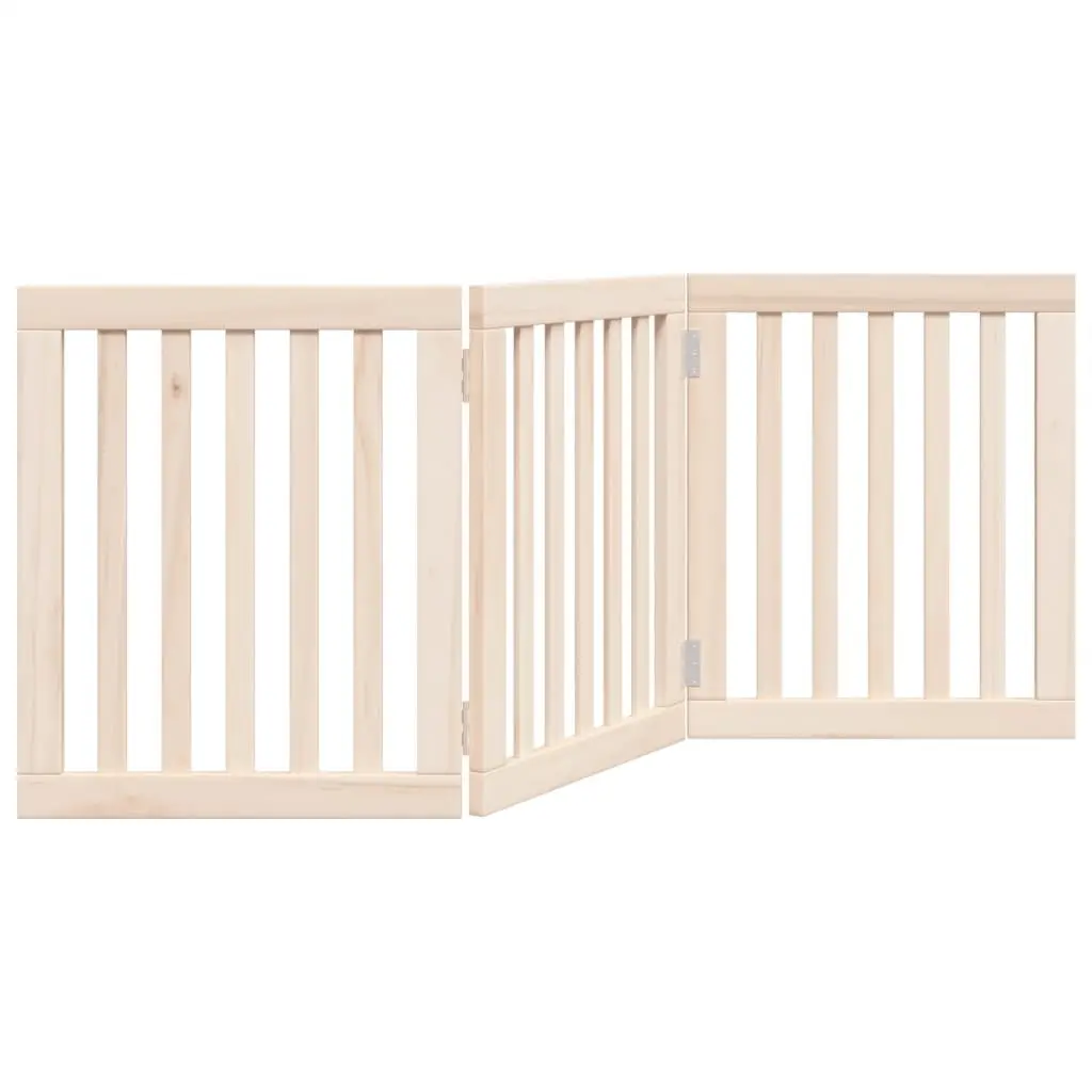 Foldable 3-Panel Dog Gate in Brown Wood