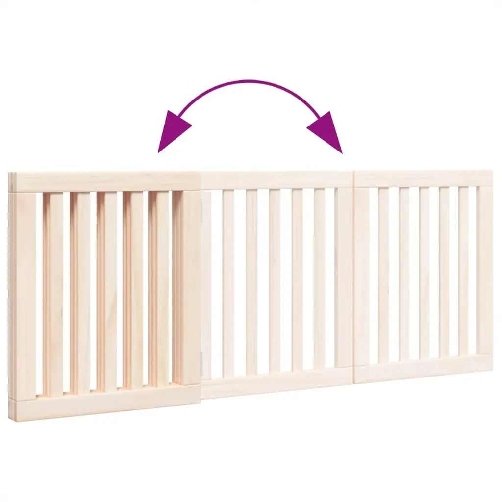 Foldable 3-Panel Dog Gate in Brown Wood