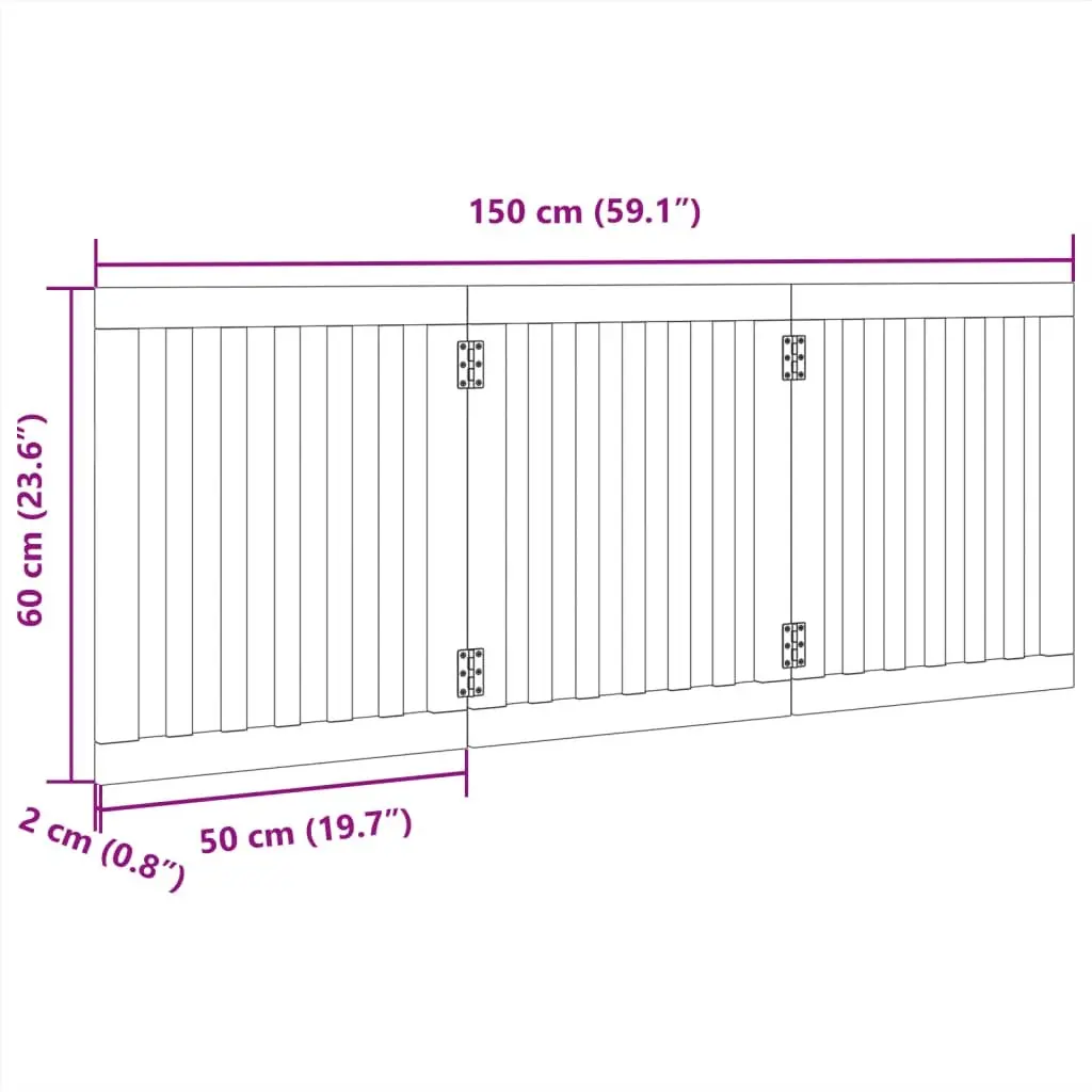 Foldable 3-Panel Dog Gate in Brown Wood