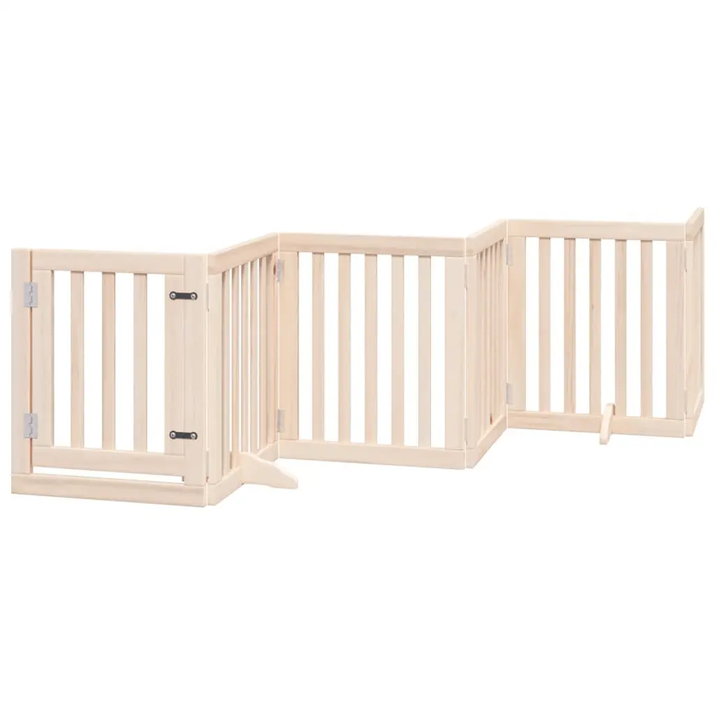 Dog Gate Poplar Wood 6 Panels Foldable Brown 300cm