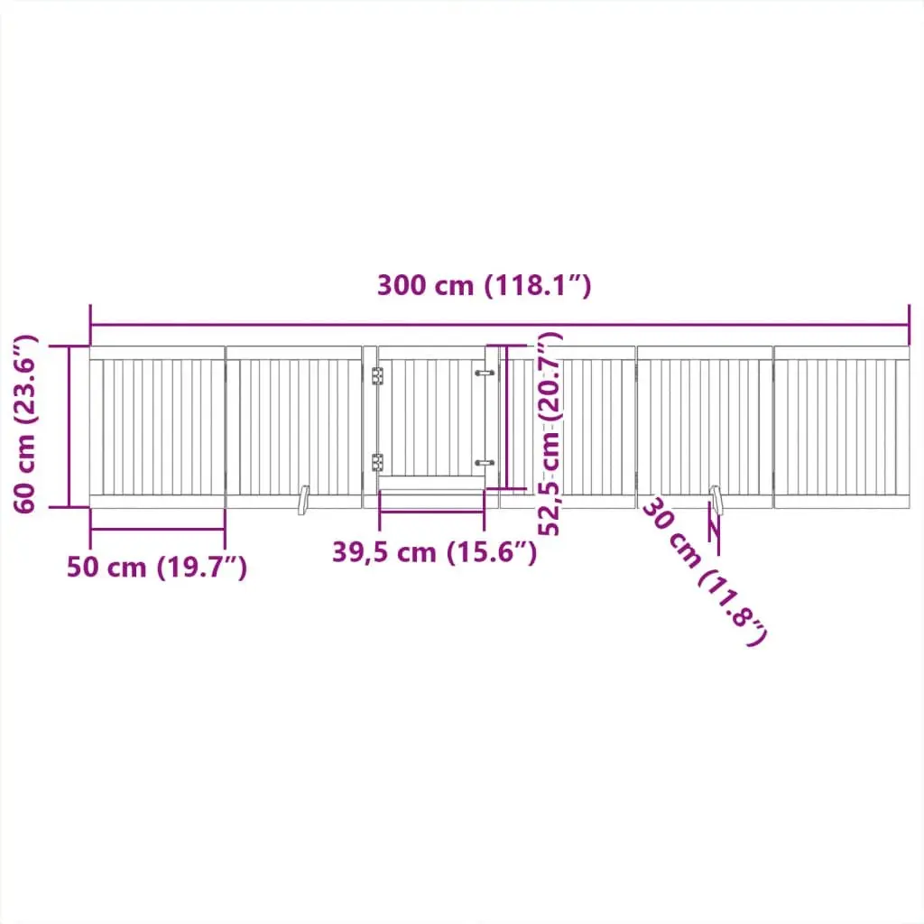 Dog Gate Poplar Wood 6 Panels Foldable Brown 300cm
