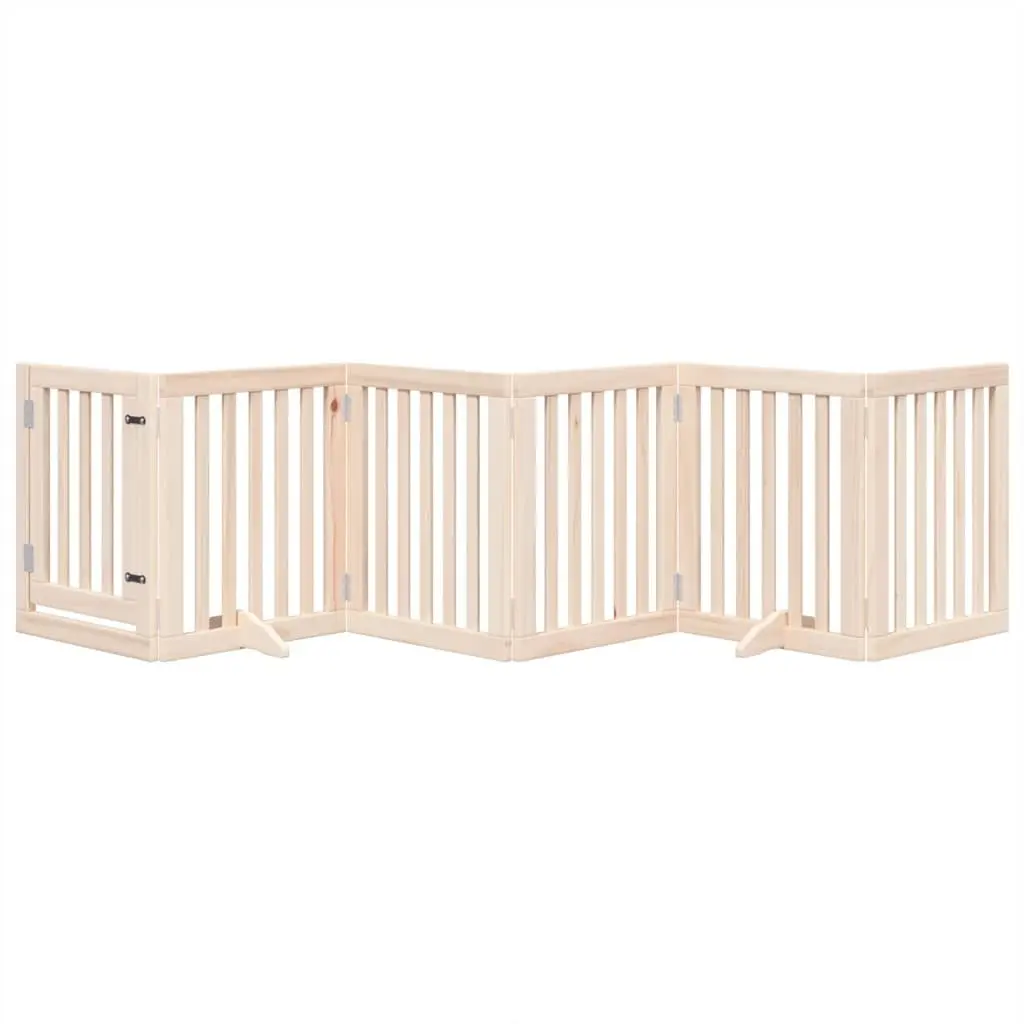 Dog Gate Poplar Wood 6 Panels Foldable Brown 300cm