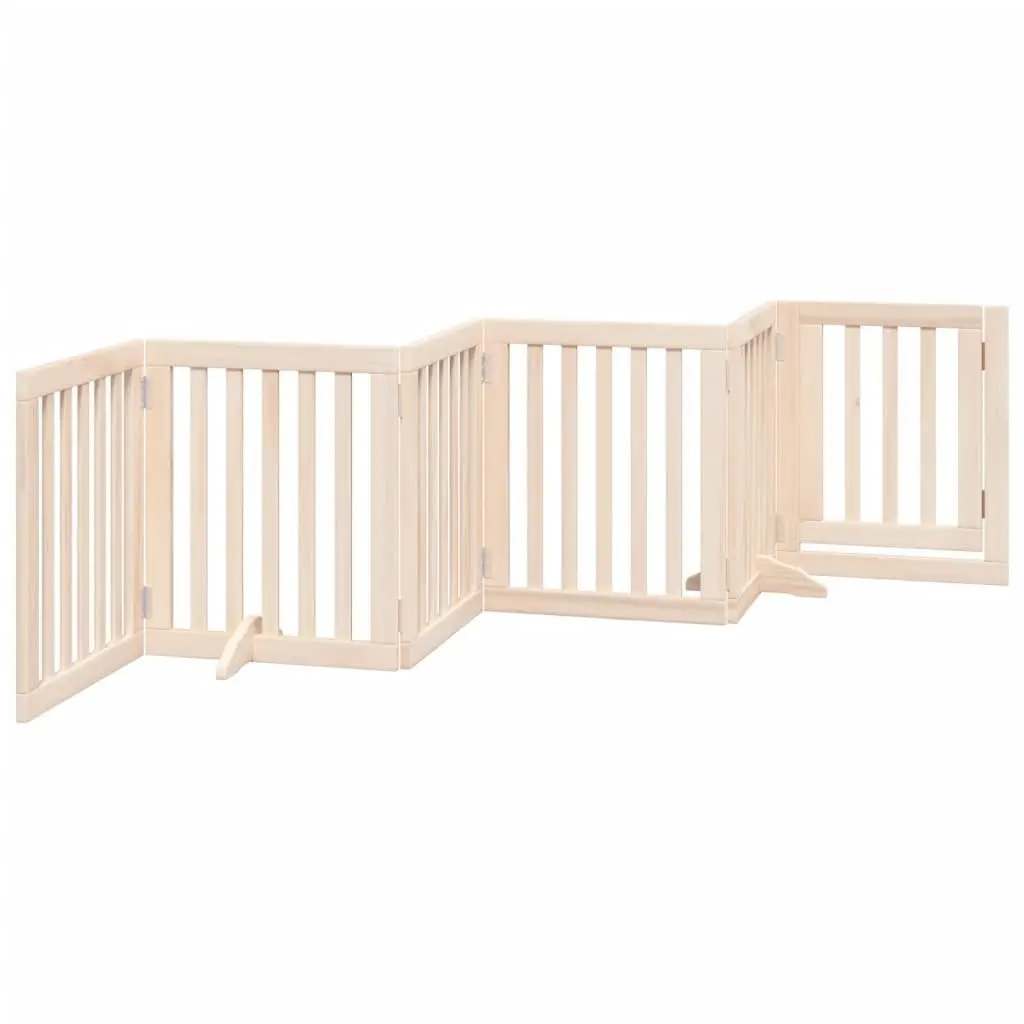 Dog Gate Poplar Wood 6 Panels Foldable Brown 300cm