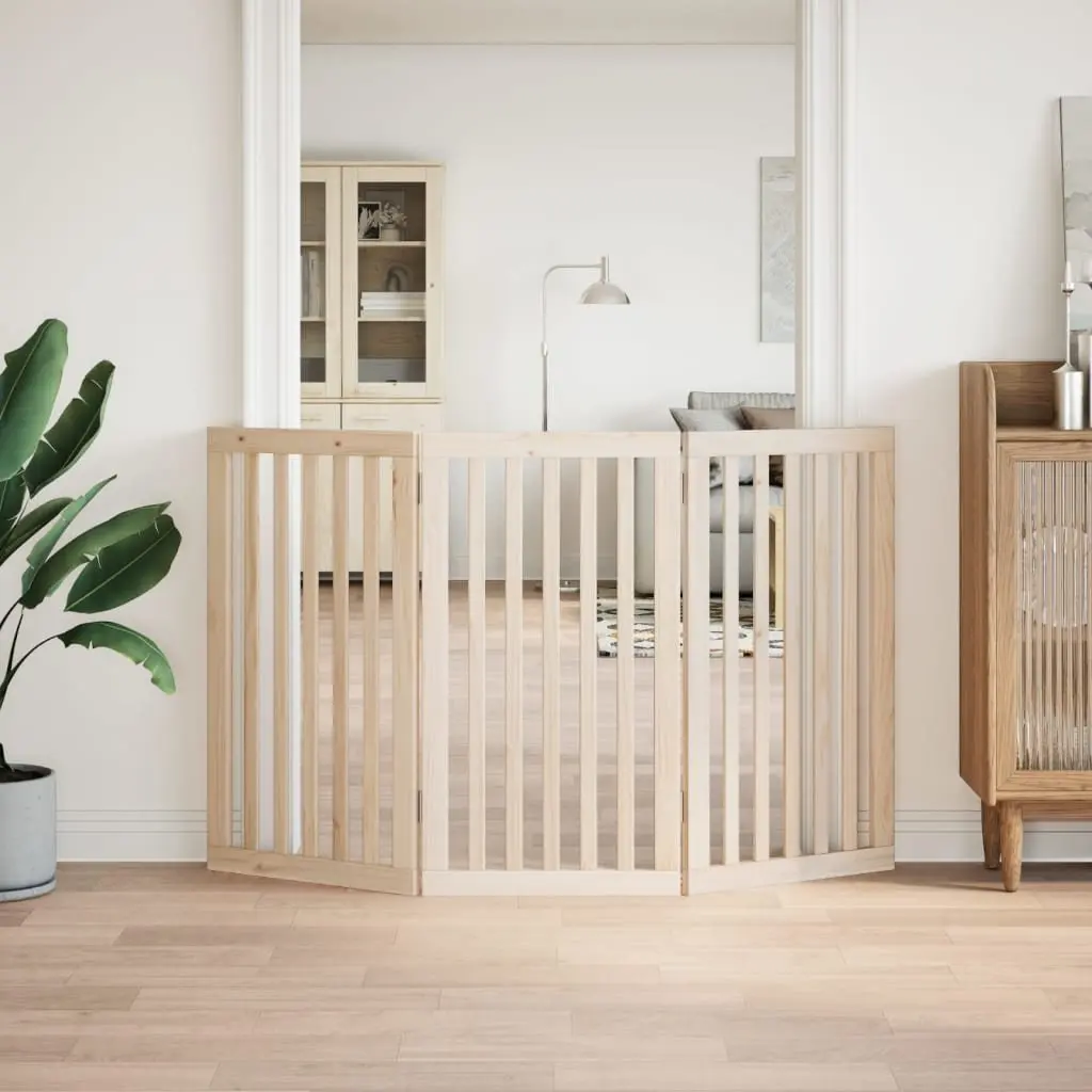 3-Panel Foldable Dog Gate 150 cm Brown Wood