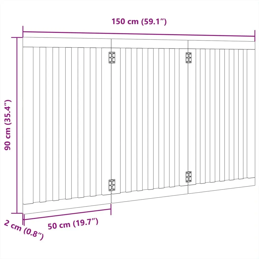 3-Panel Foldable Dog Gate 150 cm Brown Wood