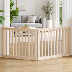 Sturdy Foldable Dog Gate 2 Panels 160cm Brown Wood