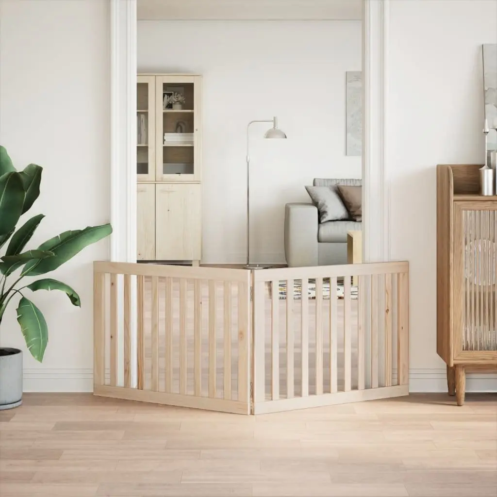 Foldable Dog Gate 2 Panels 160cm Brown Wood