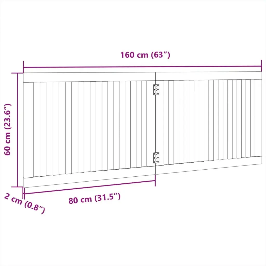 Foldable Dog Gate 2 Panels 160cm Brown Wood