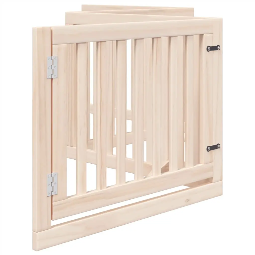 Dog Gate Poplar Wood 4 Panels 320cm Brown Foldable Pet Safety Barrier