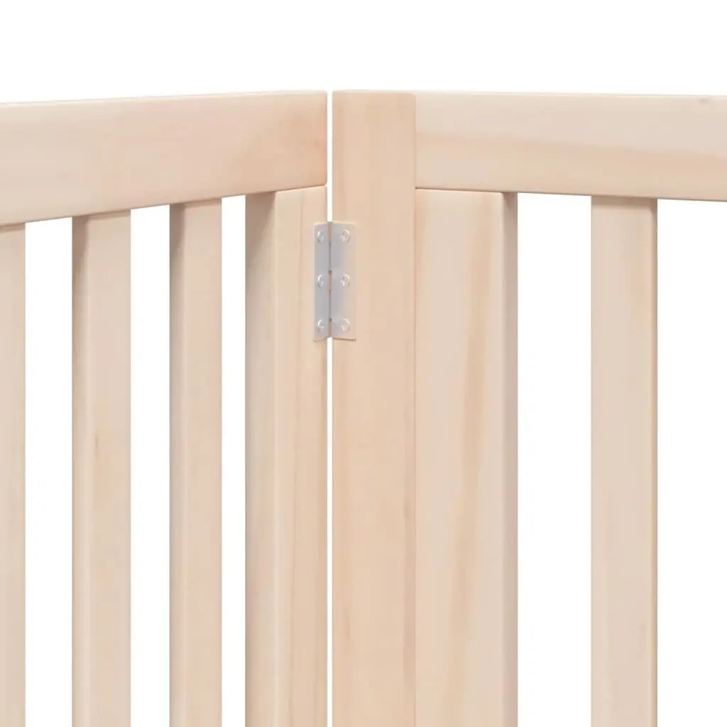 Dog Gate Poplar Wood 4 Panels 320cm Brown Foldable Pet Safety Barrier