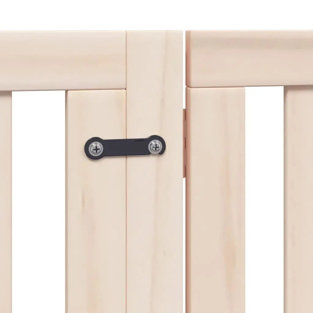 Dog Gate Poplar Wood 4 Panels 320cm Brown Foldable Pet Safety Barrier