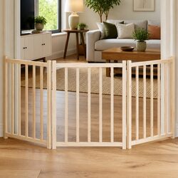 Solid Wood Fir Dog Gate - 3 Panels, 150 cm Height