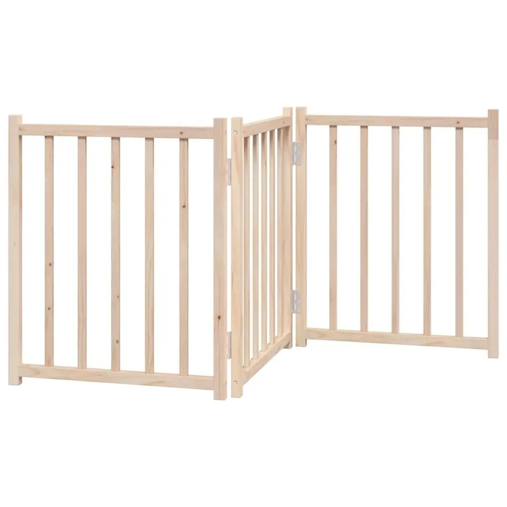 Dog Gate Foldable 3 Panels 150 cm Solid Wood Fir Pet Safety Barrier