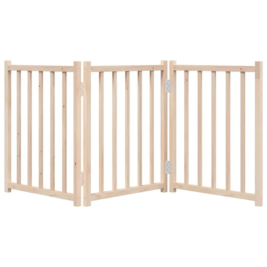 Dog Gate Foldable 3 Panels 150 cm Solid Wood Fir Pet Safety Barrier