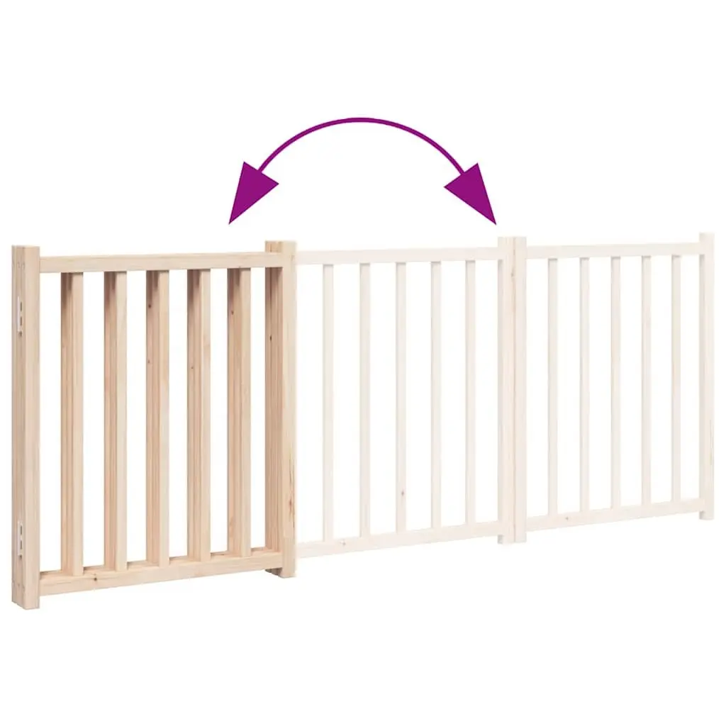 Dog Gate Foldable 3 Panels 150 cm Solid Wood Fir Pet Safety Barrier