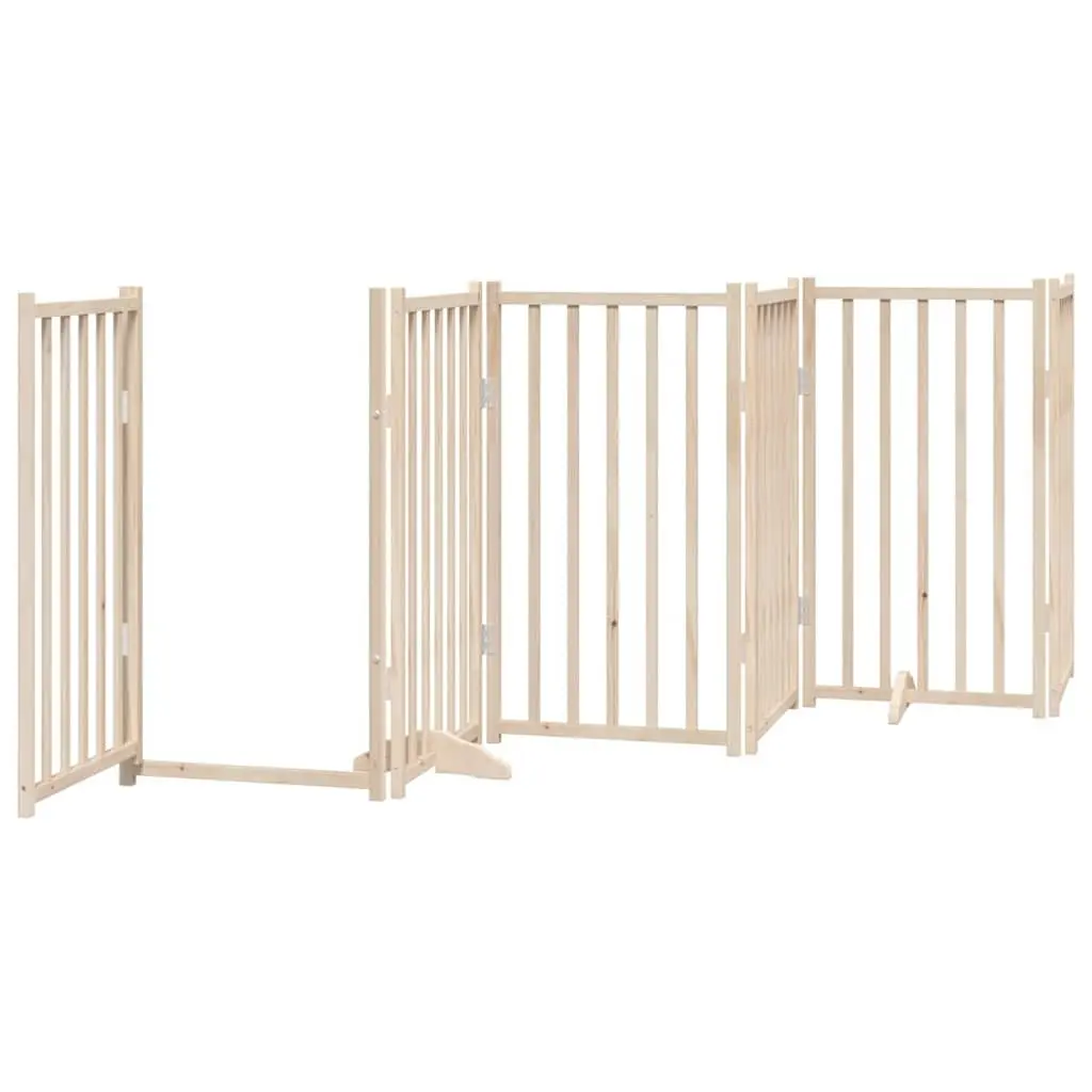 Dog Gate Foldable 6 Panels 300cm Solid Wood Pet Safety Barrier Door Locks