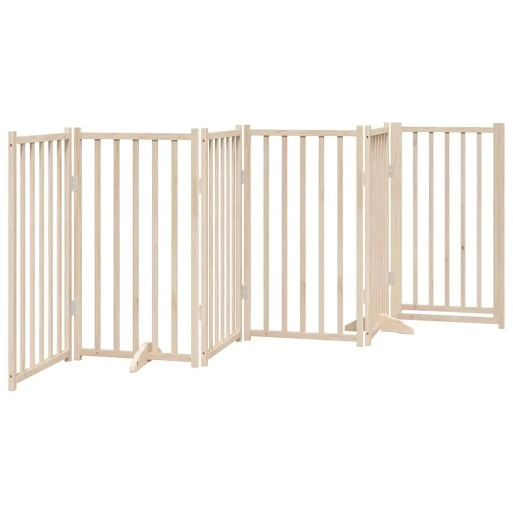Dog Gate Foldable 6 Panels 300cm Solid Wood Pet Safety Barrier Door Locks