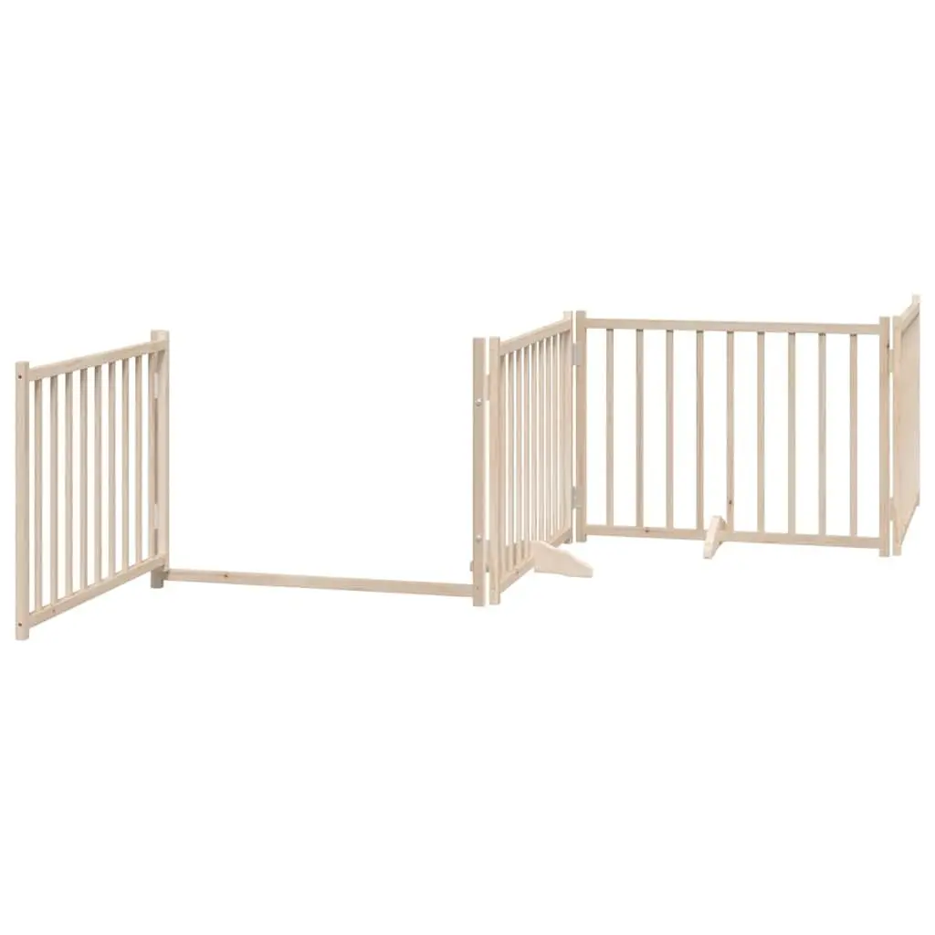 Solid Wood 4-Panel Dog Gate with Lockable Door