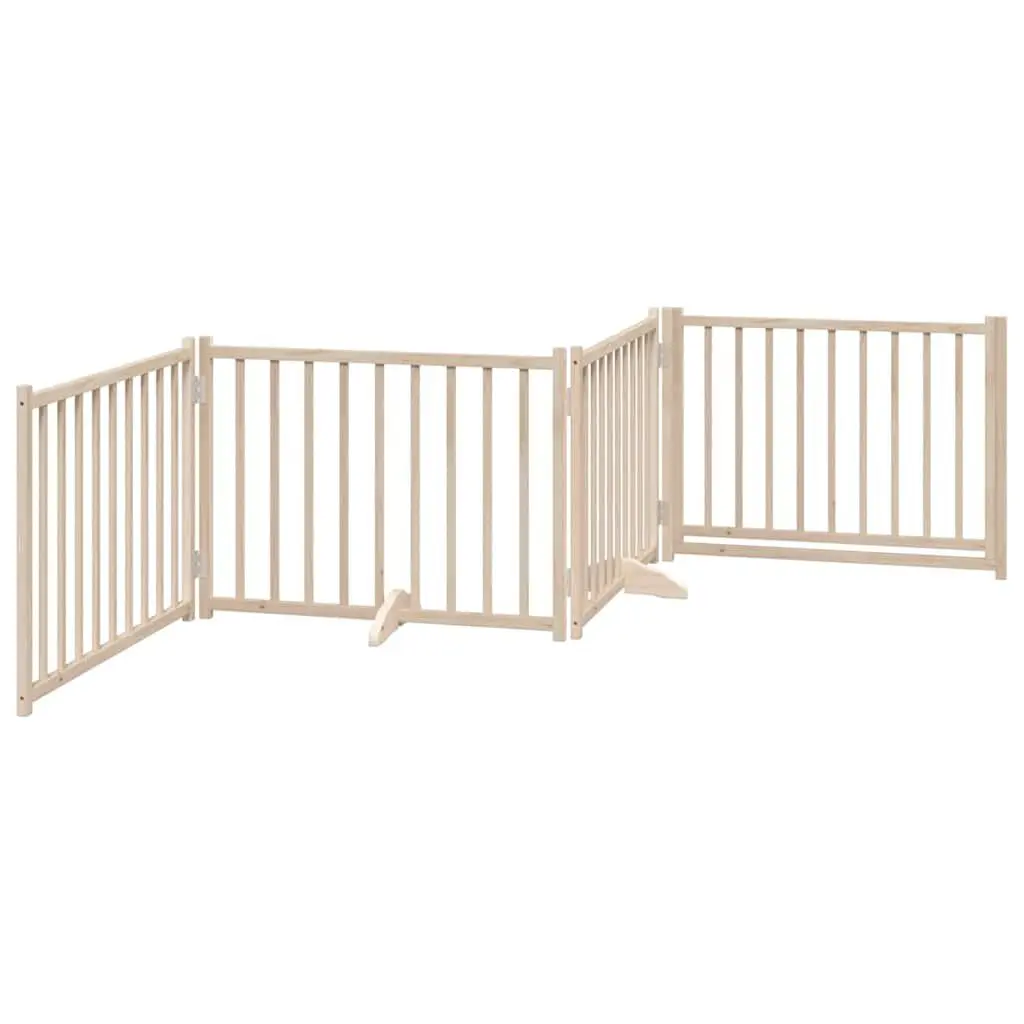 Solid Wood 4-Panel Dog Gate with Lockable Door