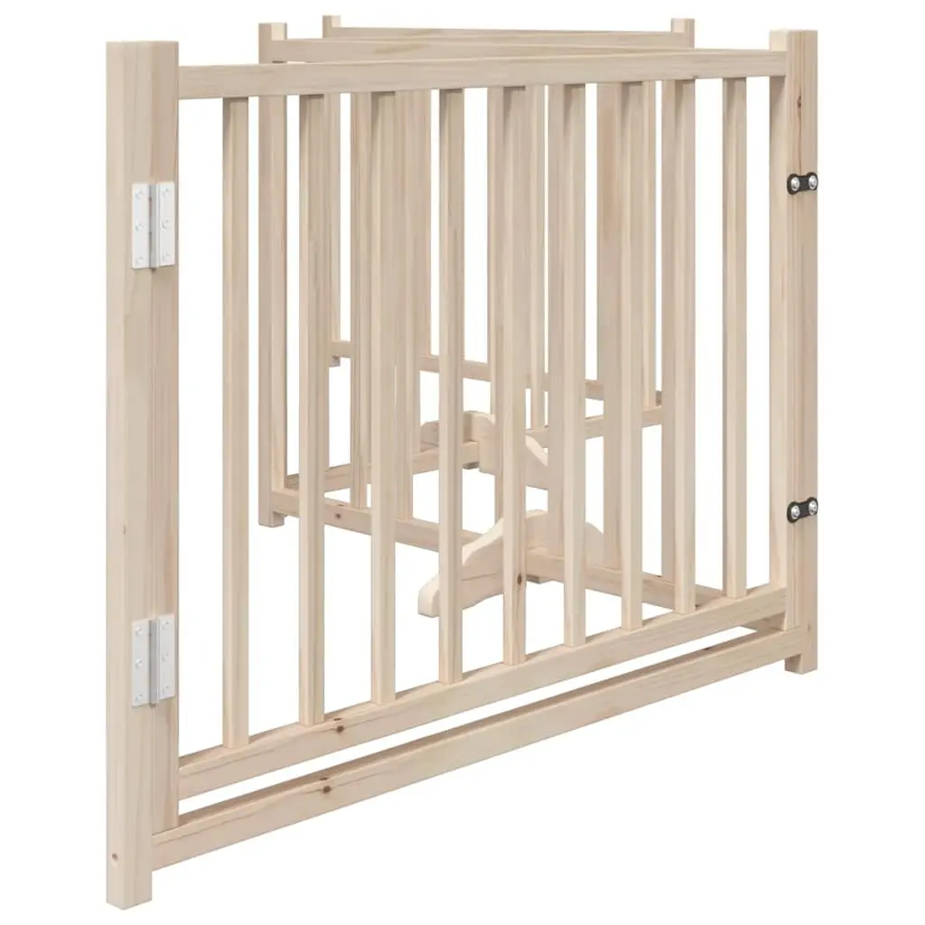 Solid Wood 4-Panel Dog Gate with Lockable Door