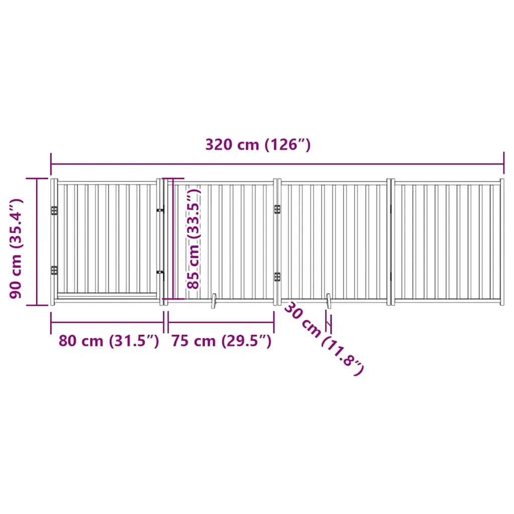 Dog Gate Foldable 4 Panels with Door Solid Wood Pet Safety Barrier Playpen