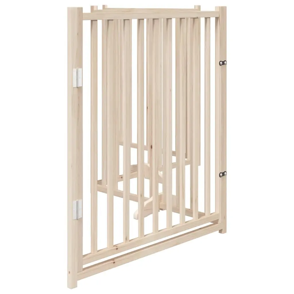 Dog Gate Foldable 4 Panels with Door Solid Wood Pet Safety Barrier Playpen