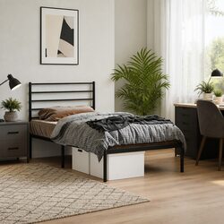Sturdy Black Metal Bed Frame King Single 107x203cm