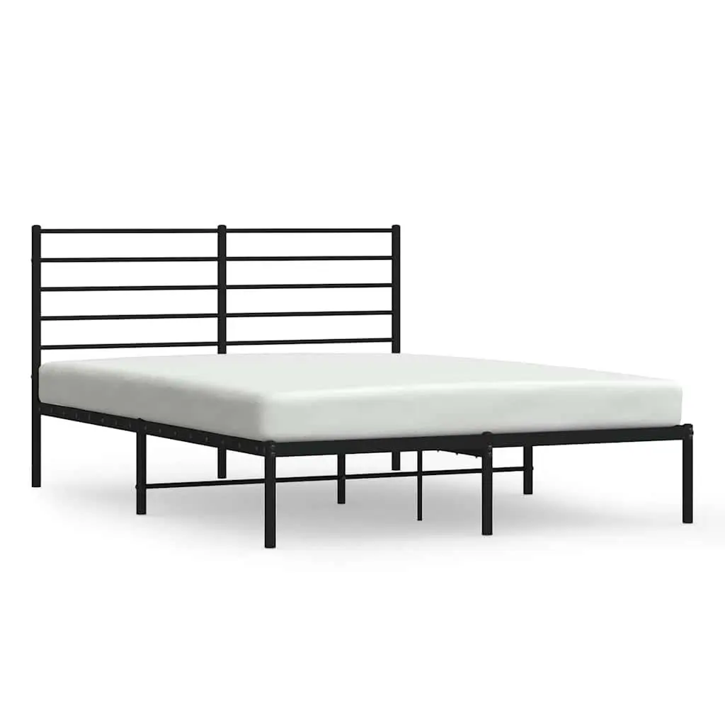 Black Metal Bed Frame 150x200 cm with Headboard