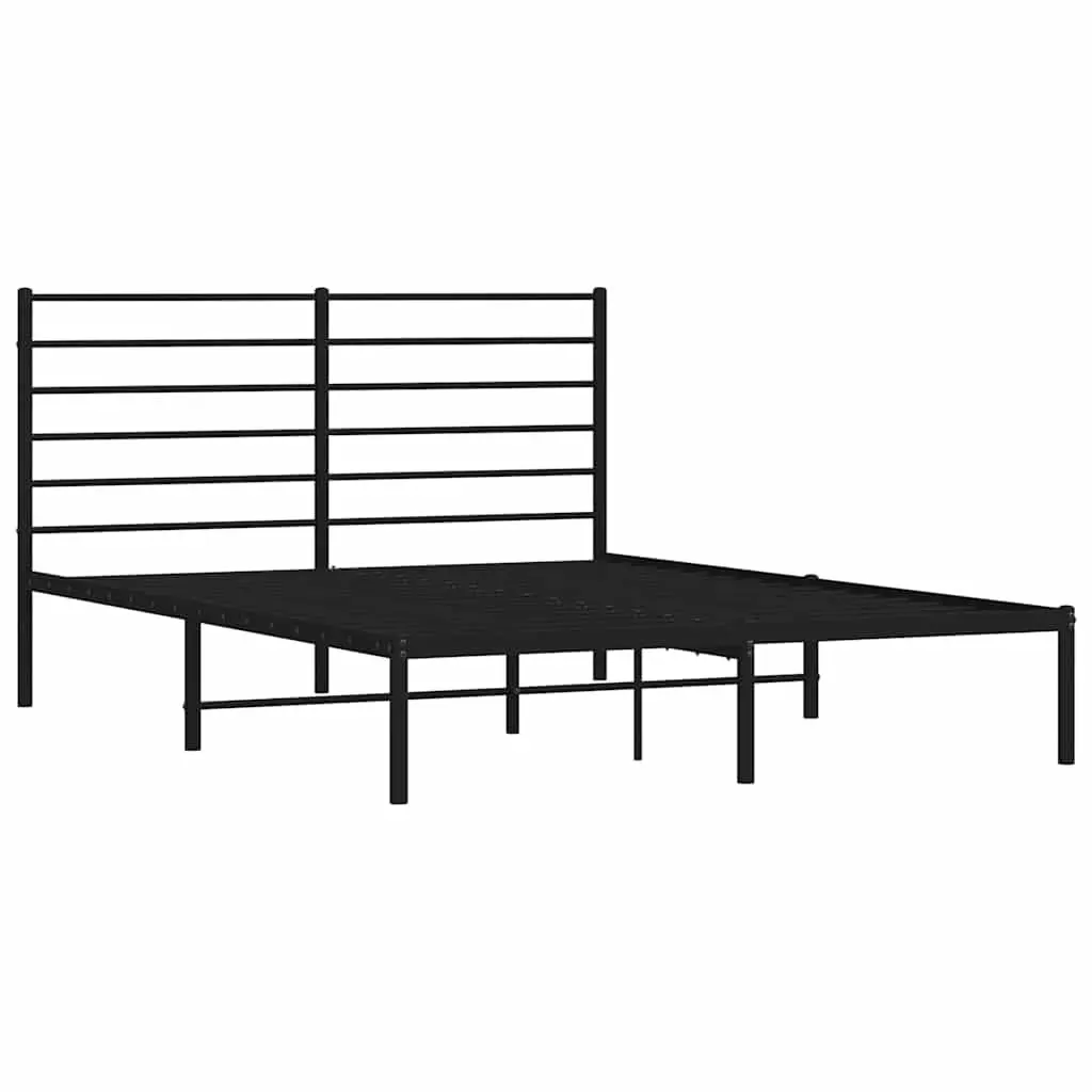Black Metal Bed Frame 150x200 cm with Headboard
