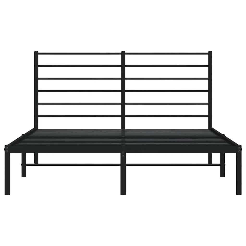 Black Metal Bed Frame 150x200 cm with Headboard