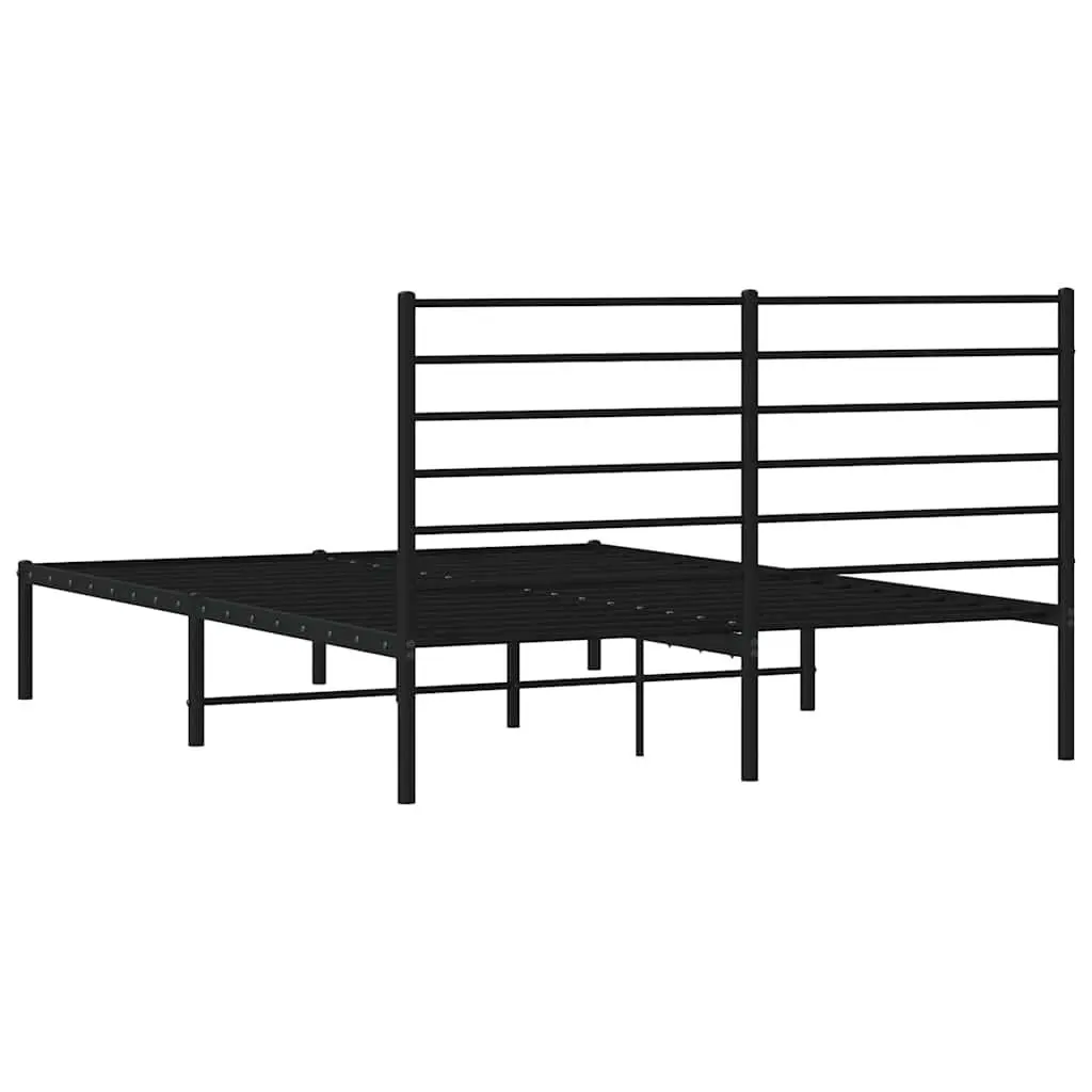 Black Metal Bed Frame 150x200 cm with Headboard