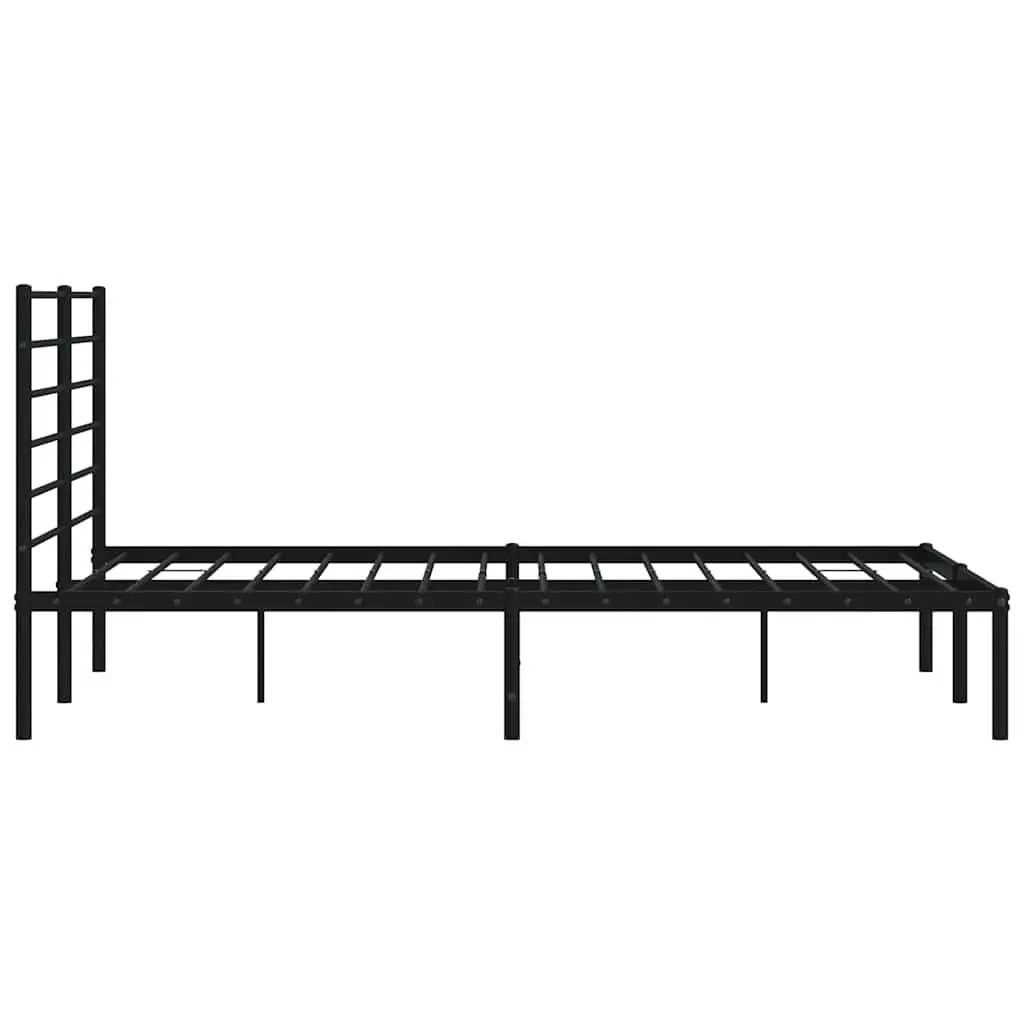 Black Metal Bed Frame 150x200 cm with Headboard