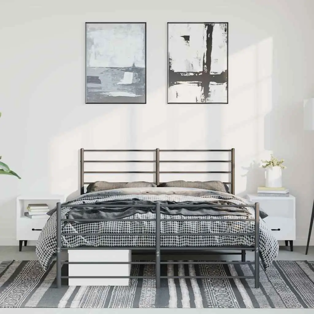Metal Bed Frame Powder-coated Steel 150x200 cm Black