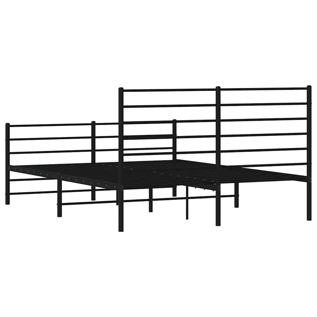 Metal Bed Frame Powder-coated Steel 150x200 cm Black
