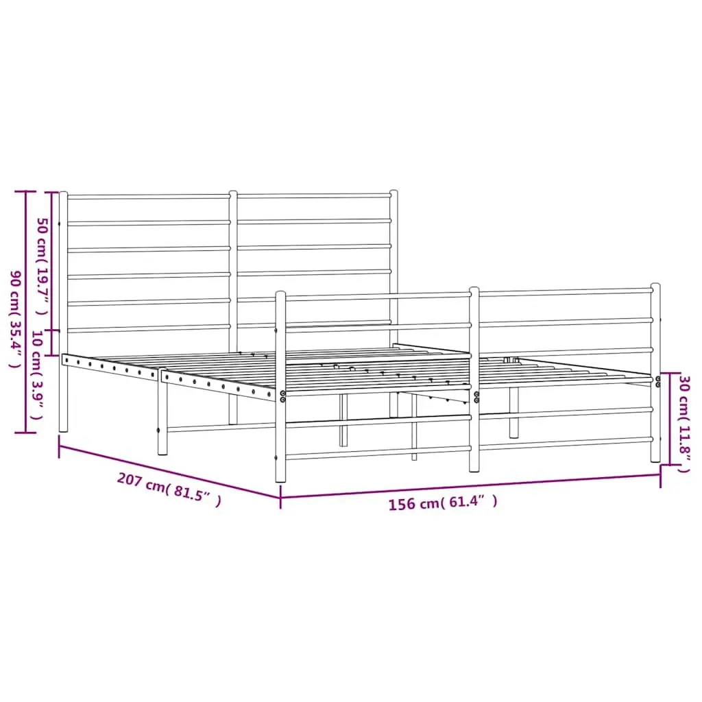 Metal Bed Frame Powder-coated Steel 150x200 cm Black