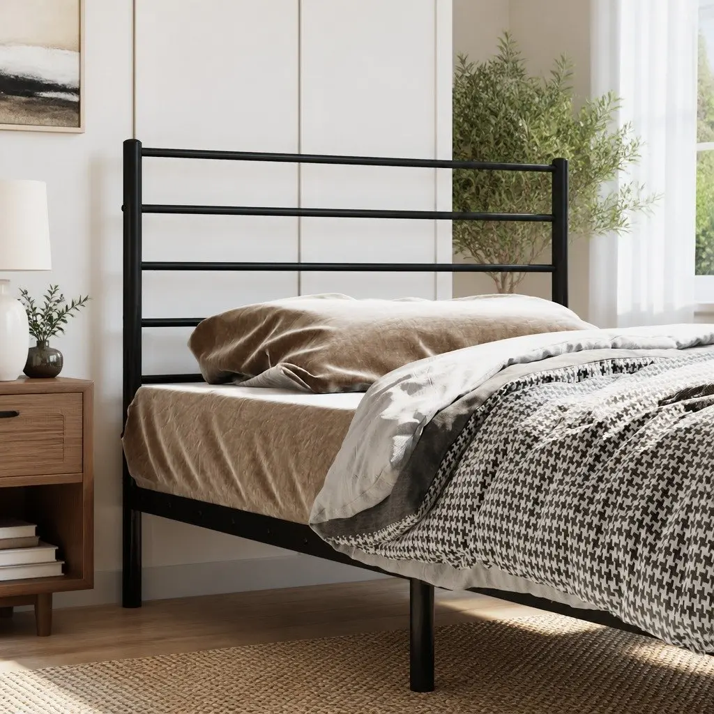 Metal Headboard Powder-coated Steel 90cm Black