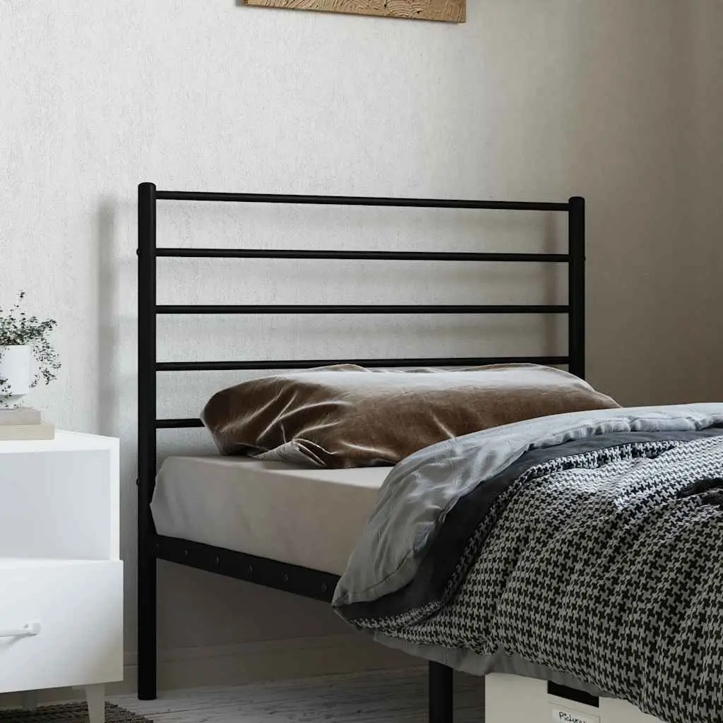 Metal Headboard Powder-coated Steel 90cm Black