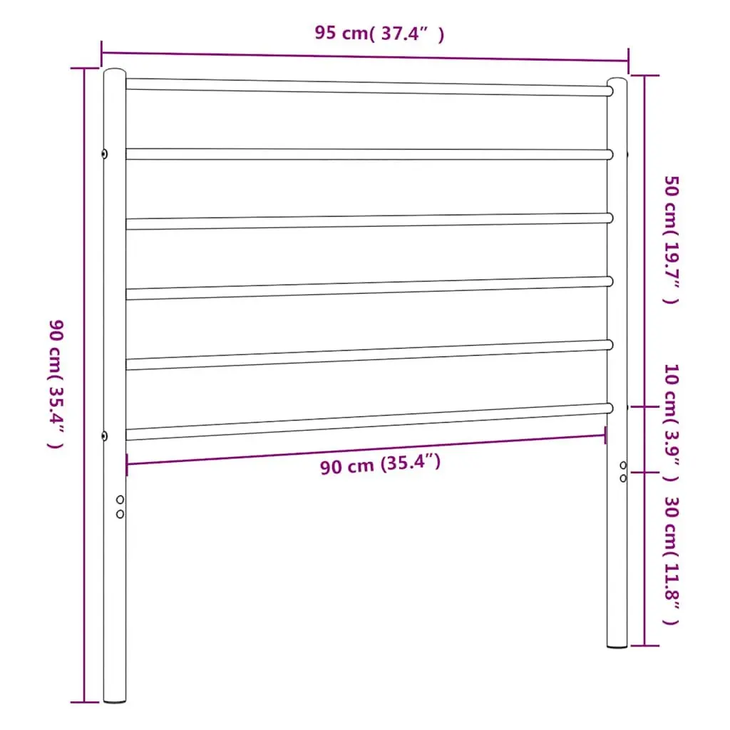 Metal Headboard Powder-coated Steel 90cm Black