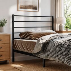 Sturdy Black Metal Headboard 107cm for Bedroom Decor